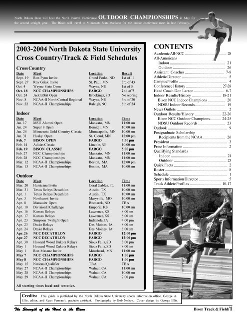 2003-2004 North Dakota State University Cross Country/Track ...