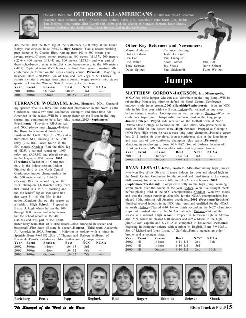 2003-2004 North Dakota State University Cross Country/Track ...