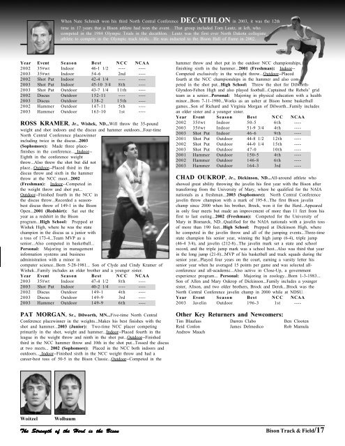 2003-2004 North Dakota State University Cross Country/Track ...