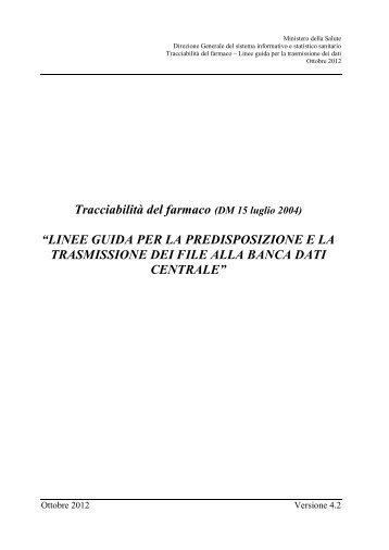 Linee guida per la trasmissione dei dati - Ministero della Salute