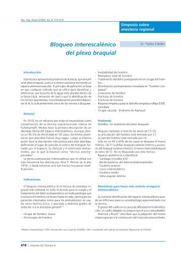 Bloqueo interescalénico del plexo braquial - Federación Argentina ...