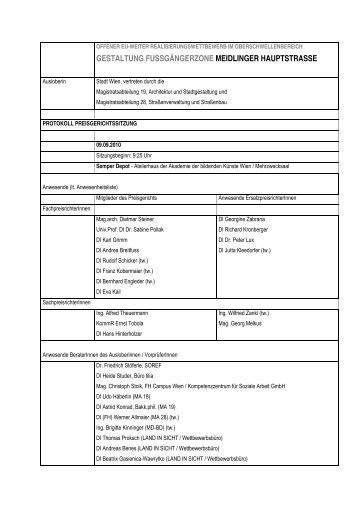 Protokoll der Sitzung des Preigerichts vom 09.09.2010