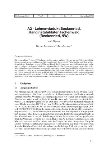 A2 - Lehnenviadukt Beckenried, Hanginstabilitäten Ischenwald ...