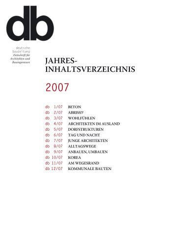 jahres- inhaltsverzeichnis 2007 - db deutsche bauzeitung