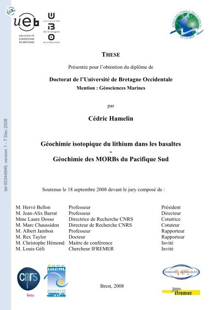 Géochimie isotopique du lithium dans les basaltes-Géochimie des ...