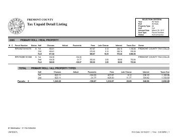 Tax Unpaid Detail Listing - Fremont County
