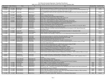 Administrative Record Index - New Mexico Environment Department