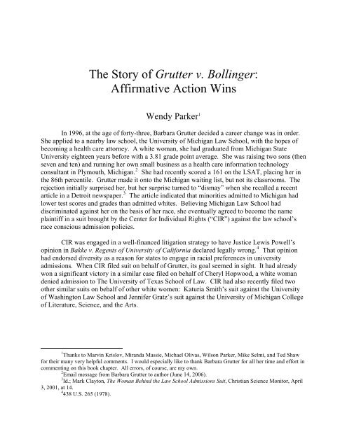 The Story of Grutter v. Bollinger: Affirmative Action Wins