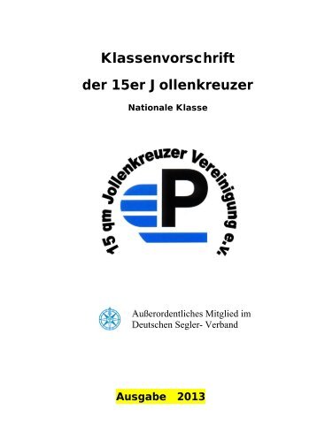 Klassenvorschrift der 15-qm-Jollenkreuzer-Klasse - 15er Jollenkreuzer