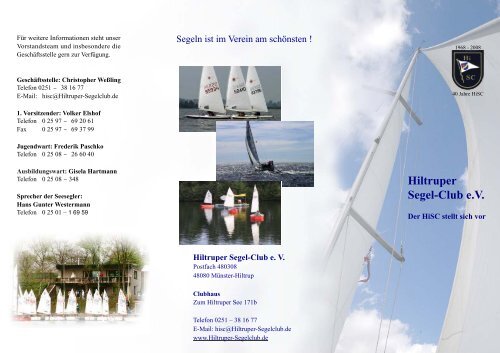 Info-Flyer - Hiltruper-Segel-Club e.V.