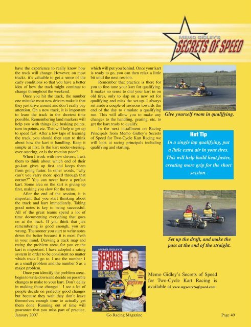 Jan 2007 Go Racing.indd - Go Racing Magazine