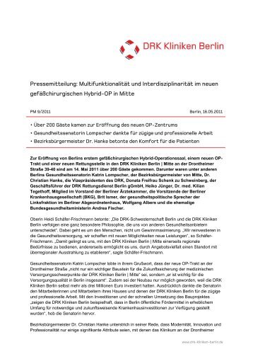 Pressemitteilung - DRK Kliniken Berlin