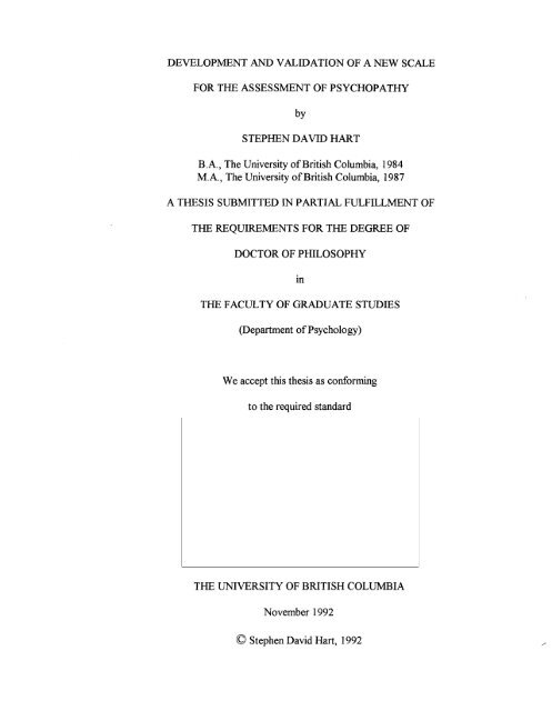 DEVELOPMENT AND VALIDATION OF A NEW SCALE FOR THE ...