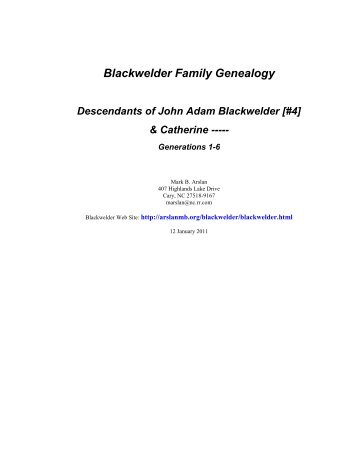 Blackwelder Family Genealogy Descendants of John ... - Arslanmb.org