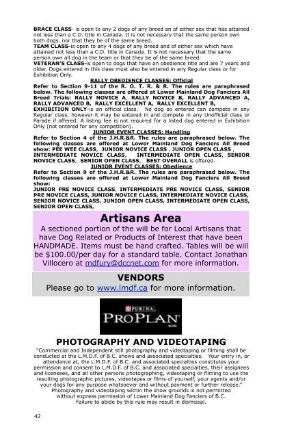 Artisans Area - BC Dog Show Services