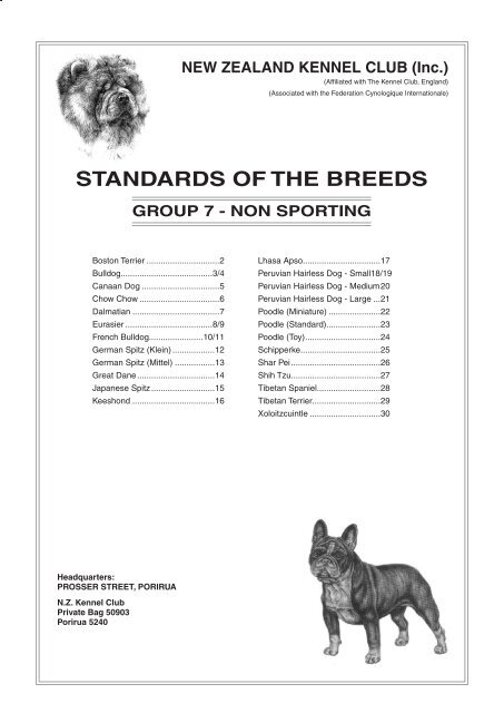 standards of the breeds group 7 - New Zealand Kennel Club