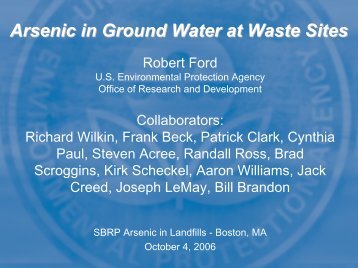 Arsenic in Ground Water at Waste Sites (Robert