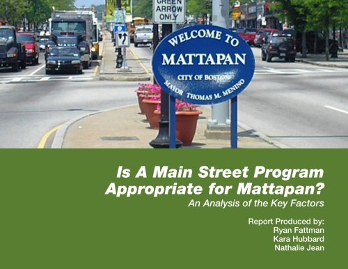 Is A Main Street Program Appropriate for Mattapan? - Tufts University