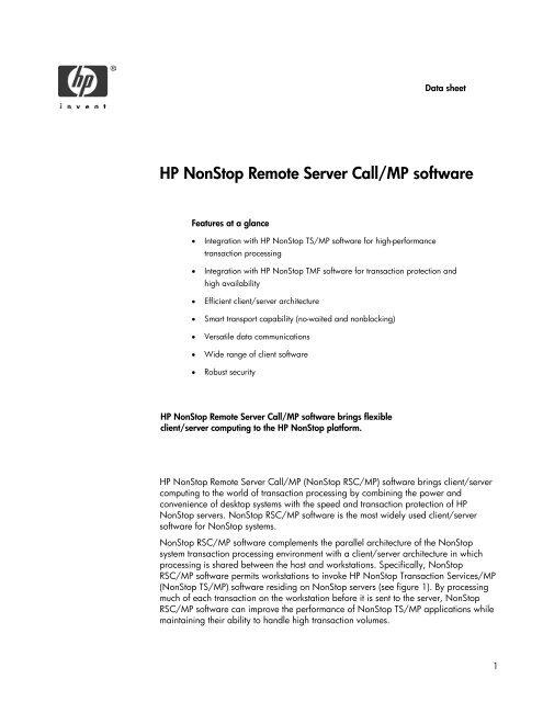 HP NonStop Remote Server Call/MP software