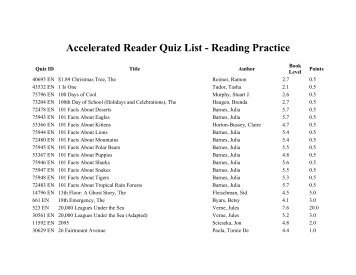 Accelerated Reader Quiz List - Reading Practice