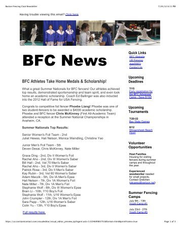 July 15th, 2012 - Boston Fencing Club