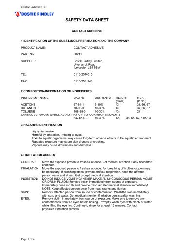 COSHH Data Sheet for BST80211 - Tooled-Up.com