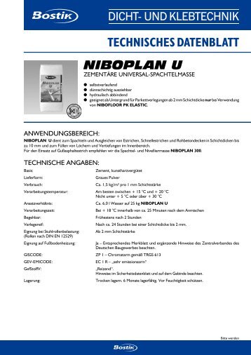 TECHNISCHES DATENBLATT niboplan U - Bostik