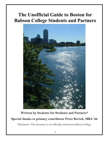 The Unofficial Guide to Boston for Babson College Students and ...