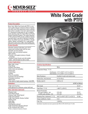 White Food Grade with PTFE