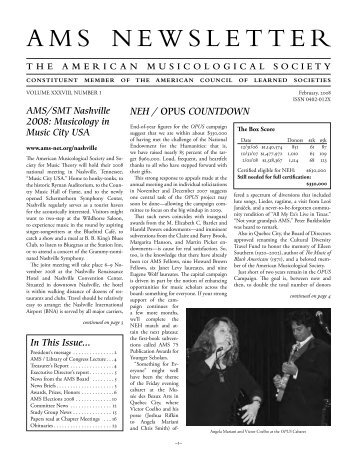 AMS Newsletter Feb. 2008 - American Musicological Society