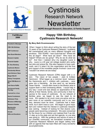 Cystinosis Newsletter - Cystinosis Research Network