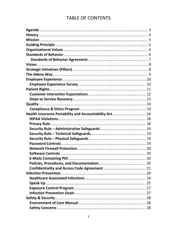 TABLE OF CONTENTS - PACCAR Medical Education Center