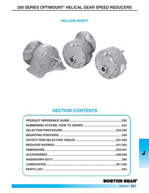 200 series optimount® dimensions - Boston Gear