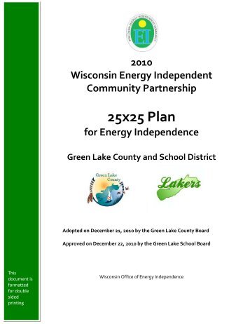 25x25 Plan - Green Lake County - University of Wisconsin-Extension