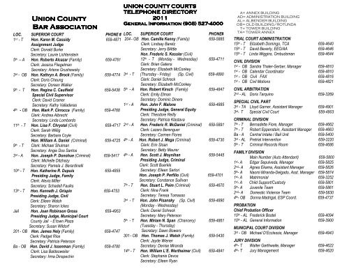 court directory 2011 - Union County Bar Association