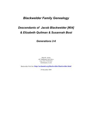 Blackwelder Family Genealogy - Arslanmb.org