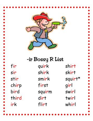 -ir Bossy R List - Word Way