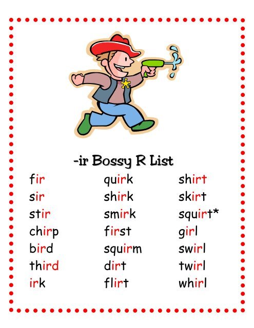 Ir Bossy R List Word Way