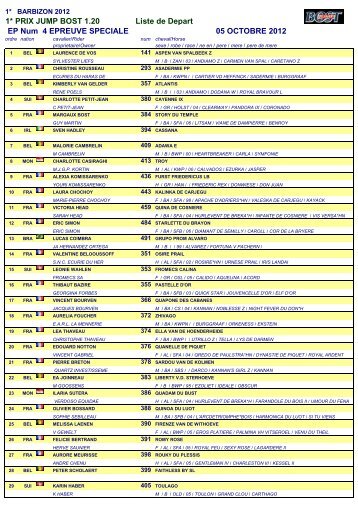 1* PRIX JUMP BOST 1.20 Liste de Depart EP ... - jump-results.com