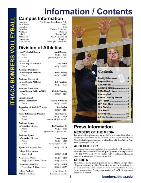 2011 Media Guide - Ithaca College Athletics