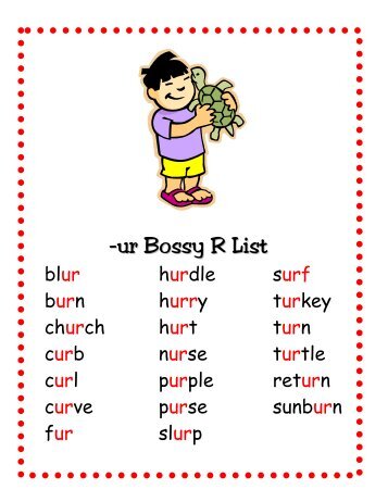 -ur Bossy R List - Word Way