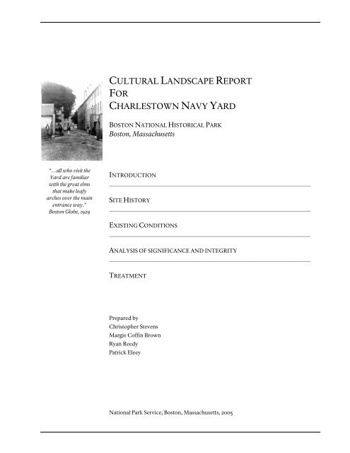 Cultural Landscape Report for Charlestown Navy Yard, Boston