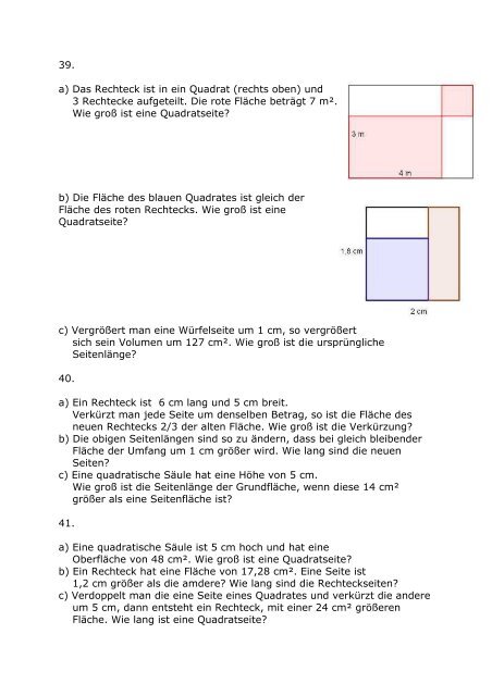 Aufgaben zu quadratischen Gleichungen - Matheaufgaben-loesen