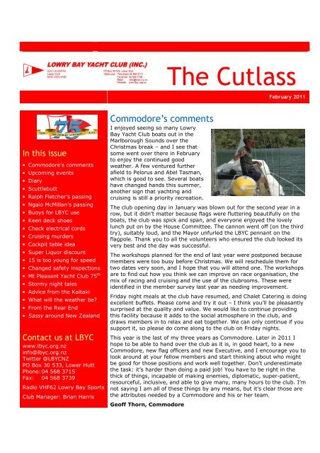 The Cutlass - Lowry Bay Yacht Club