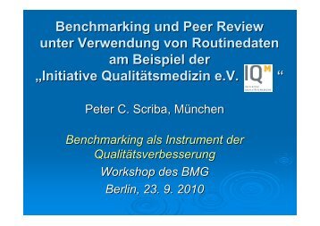 Benchmarking und Peer Review unter Verwendung von Routinedaten