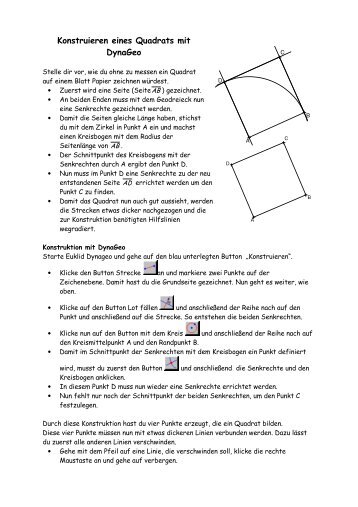 Konstruieren eines Quadrats mit DynaGeo - iks-mathephysik.de