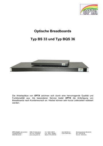 Optisches Breadboard - OPTA GmbH