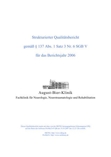 Strukturierter Qualitätsbericht 2006 - August-Bier-Klinik