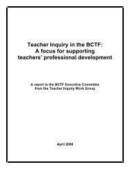 Teacher Inquiry in the BCTF - British Columbia Teachers' Federation