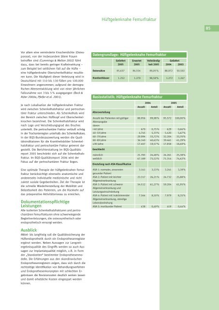 Qualität sichtbar machen. - BQS Qualitätsreport